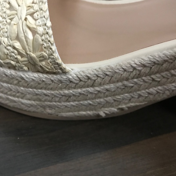 Old Navy Espadrille Platform Sandals Heeled Natural Floral Cream Beige - Picture 7 of 16